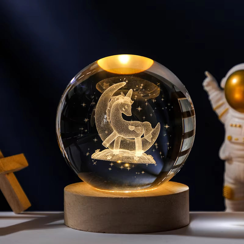 3D Crystal Planet Night Light – 6/8cm Laser-Engraved Solar System Globe for Home Decor & Unique Gifts