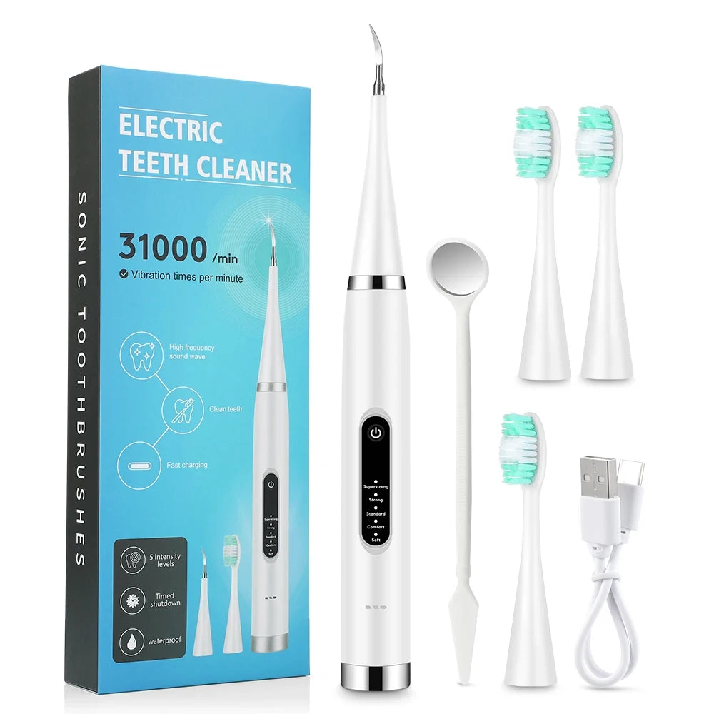 Electric Teeth Whitening & Plaque Removal Kit – Sonic Toothbrush with High-Frequency Vibration for Tartar, Coffee Stain, and Dental Calculus Cleaning