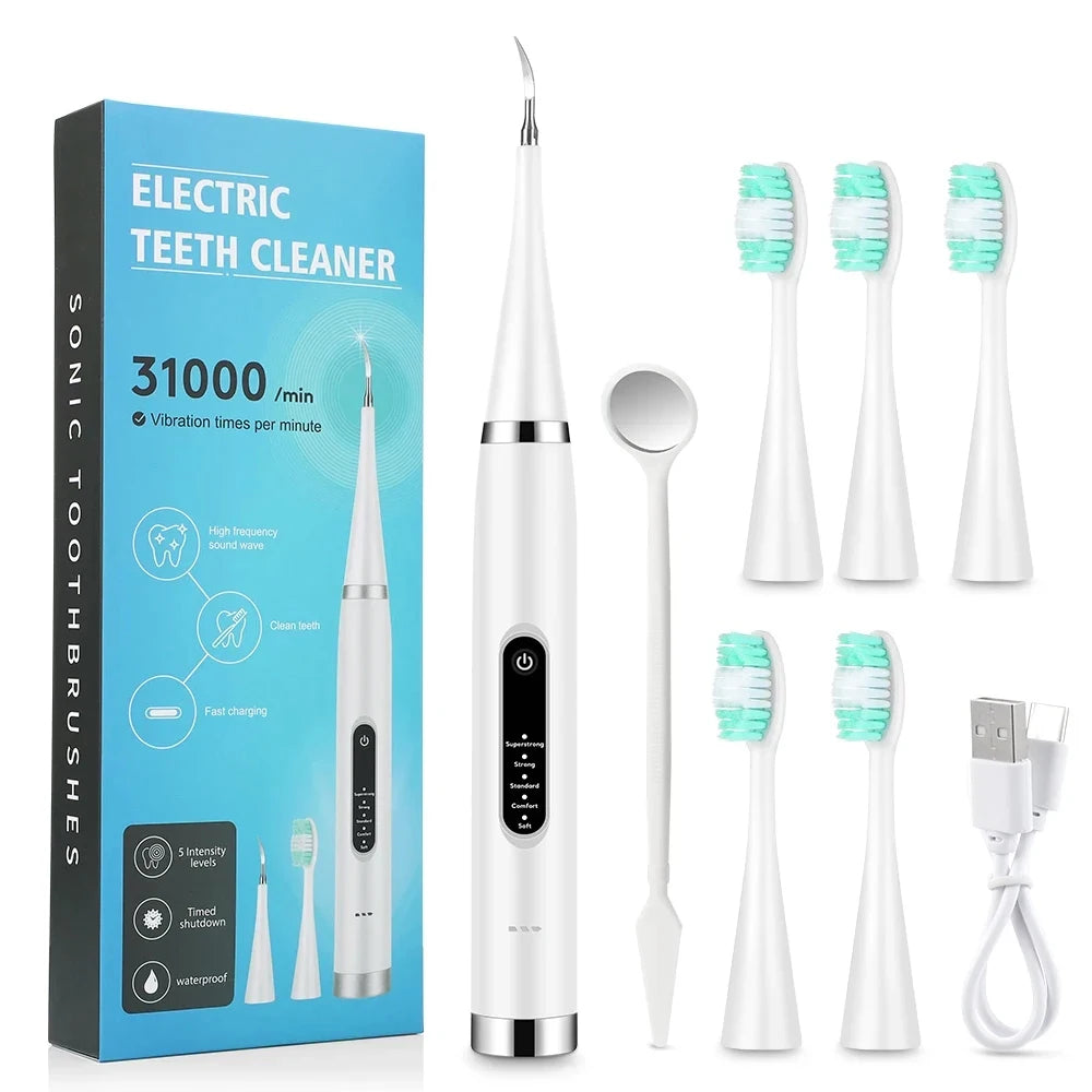 Electric Teeth Whitening & Plaque Removal Kit – Sonic Toothbrush with High-Frequency Vibration for Tartar, Coffee Stain, and Dental Calculus Cleaning