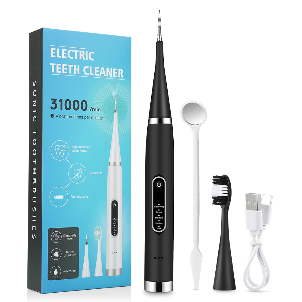 Electric Teeth Whitening & Plaque Removal Kit – Sonic Toothbrush with High-Frequency Vibration for Tartar, Coffee Stain, and Dental Calculus Cleaning