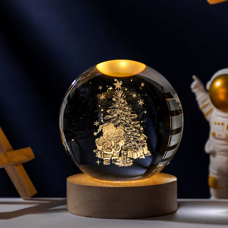 3D Crystal Planet Night Light – 6/8cm Laser-Engraved Solar System Globe for Home Decor & Unique Gifts