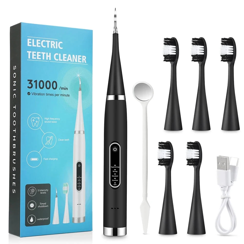 Electric Teeth Whitening & Plaque Removal Kit – Sonic Toothbrush with High-Frequency Vibration for Tartar, Coffee Stain, and Dental Calculus Cleaning