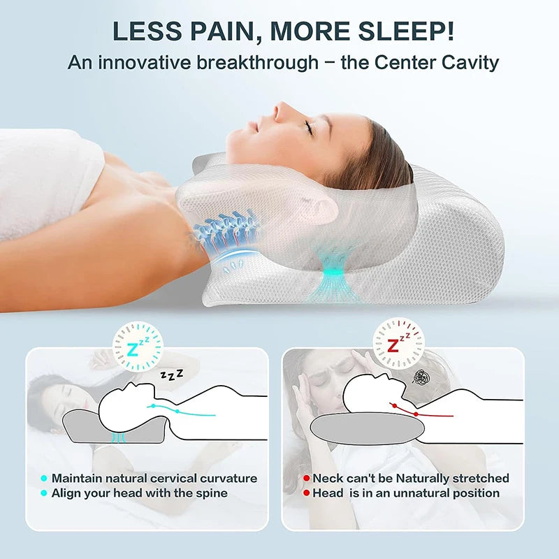 1Pc Memory Foam Cervical Pillow – 2-in-1 Ergonomic Contour Orthopedic Pillow for Neck Pain Relief, Designed for Optimal Support and Comfort