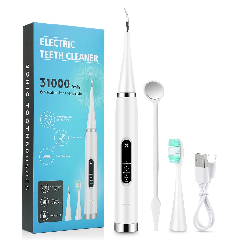 Electric Teeth Whitening & Plaque Removal Kit – Sonic Toothbrush with High-Frequency Vibration for Tartar, Coffee Stain, and Dental Calculus Cleaning