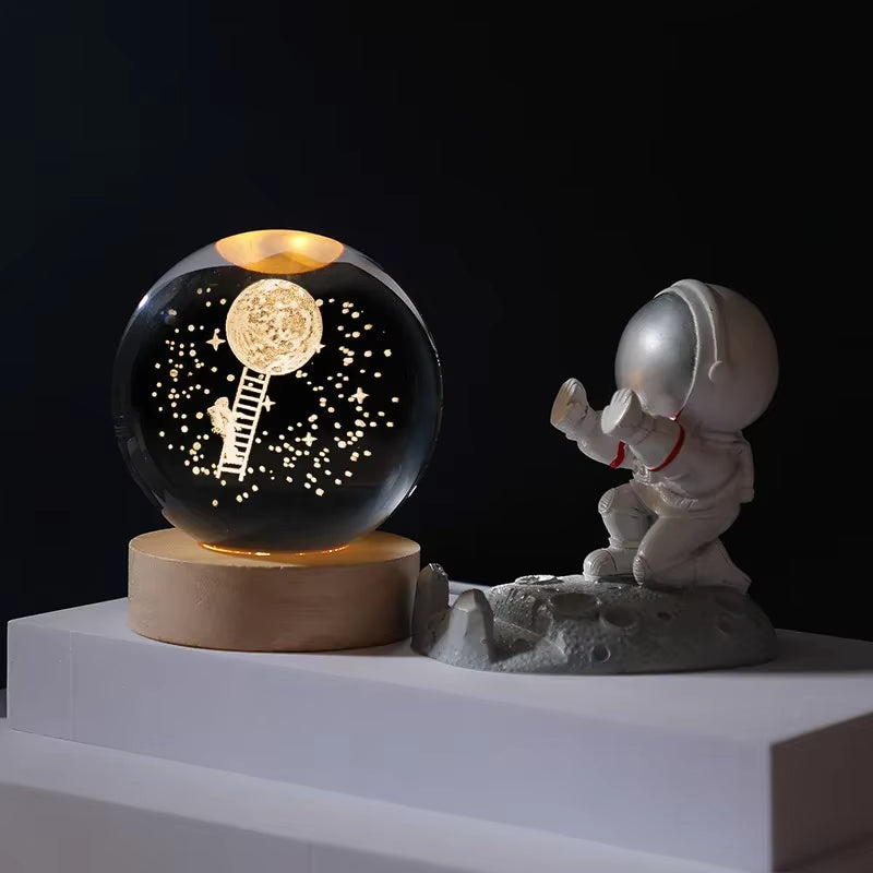 3D Crystal Planet Night Light – 6/8cm Laser-Engraved Solar System Globe for Home Decor & Unique Gifts