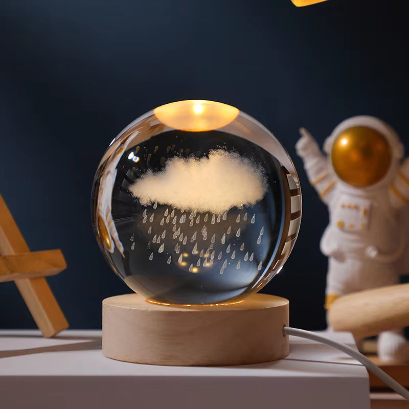 3D Crystal Planet Night Light – 6/8cm Laser-Engraved Solar System Globe for Home Decor & Unique Gifts