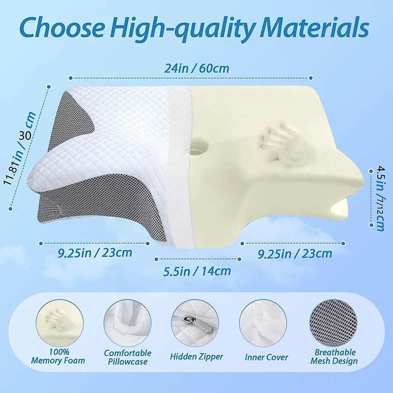 1Pc Memory Foam Cervical Pillow – 2-in-1 Ergonomic Contour Orthopedic Pillow for Neck Pain Relief, Designed for Optimal Support and Comfort