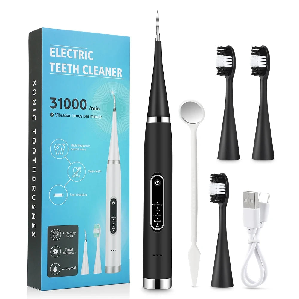 Electric Teeth Whitening & Plaque Removal Kit – Sonic Toothbrush with High-Frequency Vibration for Tartar, Coffee Stain, and Dental Calculus Cleaning