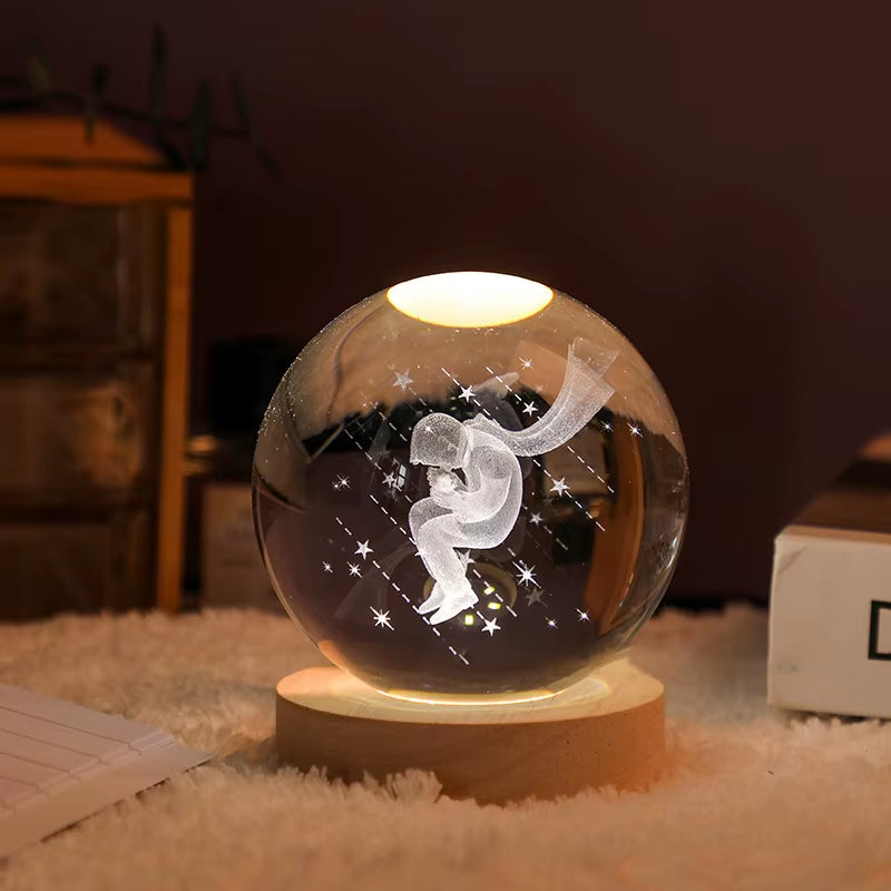 3D Crystal Planet Night Light – 6/8cm Laser-Engraved Solar System Globe for Home Decor & Unique Gifts